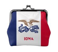 Porte-monnaie avec imprimé drapeau de l'État de l'Iowa, mini porte-monnaie pour femme, petit porte-monnaie pour carte de crédit, carte d'identité, clé, noir, One Size, Vintage