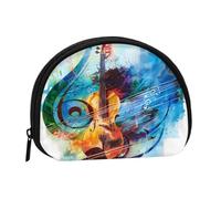 Porte-monnaie avec imprimé guitare musicale, porte-monnaie portable avec fermeture éclair, sac à cosmétiques, porte-monnaie, mini sac de maquillage pour femme pour ranger de la monnaie, des cartes