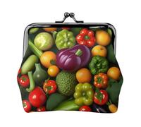 Porte-monnaie avec imprimé légumes et fruits, mini porte-monnaie pour femme, petit porte-monnaie pour carte de crédit, carte d'identité, clé, noir, One Size, Vintage