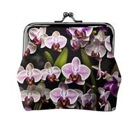 Porte-monnaie avec imprimé orchidées, mini porte-monnaie pour femme, petit porte-monnaie pour carte de crédit, carte d'identité, clé, noir, One Size, Vintage