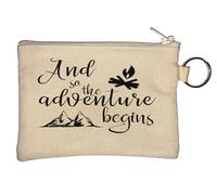 Porte-monnaie avec inscription « And So The Adventure Begins Camp Fire » - Beige