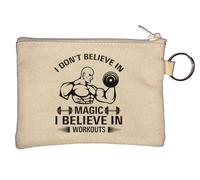 Porte-monnaie avec inscription « I Don't Believe in Magic I Believe in Workouts » Beige