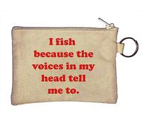 Porte-monnaie avec inscription « I Fish Because The Voices in My Head Tell me to » Beige