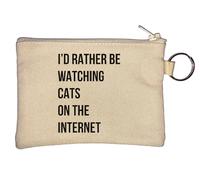 Porte-monnaie avec inscription « I Would Rather Be Watching Cats On The Internet » - Beige