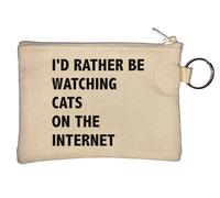 Porte-monnaie avec inscription « I Would Rather Be Watching Cats On The Internet » - Beige