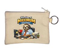 Porte-monnaie avec inscription « Office Sloth Working with Coffee Smugly » Beige