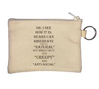 Porte-monnaie avec inscription « Oh I See How It is Bears Can Hibernate » Beige