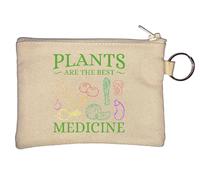 Porte-monnaie avec inscription « Plants are The Best Medicine » - Beige