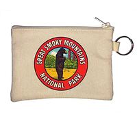 Porte-monnaie avec logo ours du parc national Great Smoky Mountains Beige