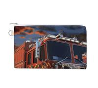 Porte-monnaie avec motif camion de pompiers avec porte-clés - Joli porte-monnaie de voyage portable avec fermeture éclair pour homme et femme - Style - Taille unique - Motif floral, Style :, Taille