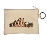 Porte-monnaie avec motif évolution du singe au canapé en forme de pomme de terre Beige