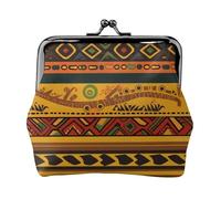 Porte-monnaie avec motif national africain abstrait pour femmes et filles - Mini pochette portefeuille avec verrou à baiser - Joli portefeuille en cuir, Noir , Taille unique, Pochette à monnaie