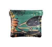 Porte-monnaie avec motif paresseux en cœur et branches d'arbre, Orange Bleu Gramophone Tournesol, Motif :