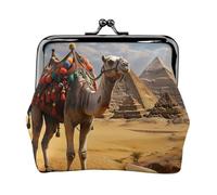 Porte-monnaie avec serrure à baiser - Mini pochette pyramide en cuir camel pour femme