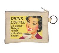 Porte-monnaie avec slogan Drink Coffee Do Stupid Things Beige, beige, Taille unique