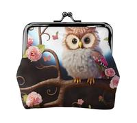 Porte-monnaie avec verrou Kiss Lock Mini porte-monnaie mignon hibou arbre fleurs et écureuil Portefeuille en cuir pour femme
