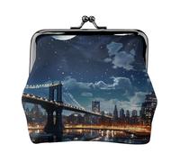Porte-monnaie avec verrou Kiss Lock Mini porte-monnaie Moon Light New York City Portefeuille en cuir pour femme