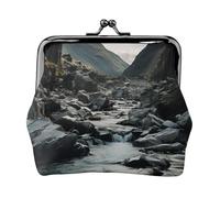 Porte-monnaie avec verrou Kiss Lock Mini porte-monnaie Rivière et Grey Rocks Portefeuilles en cuir pour femme