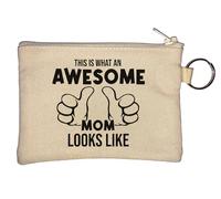 Porte-monnaie beige avec inscription « This is What an Awesome Mom Looks Like »