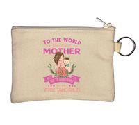 Porte-monnaie beige avec inscription « To The World You are A Mother But to The Family You are The World »