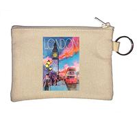 Porte-monnaie Big Ben London England - Style rétro - Motif bus rouge - Beige