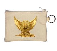 Porte-monnaie Bitcoin doré avec ailes d'ange Beige
