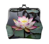 Porte-monnaie blanc à motif de lotus pour femme, petit portefeuille pour femme, petite trousse de maquillage pour sac à main, portefeuille rétro ultra fin, noir, One Size, Art déco