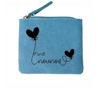 Porte Monnaie Bleu Motif Merci Nounou
