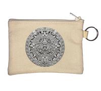 Porte-monnaie calendrier soleil maya aztèque gris beige