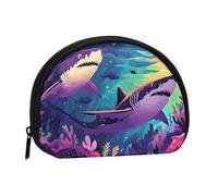 Porte-monnaie Canards dans l'eau - Mini porte-monnaie pour pièces de monnaie, clés, rouge à lèvres et essentiels avec fermeture éclair, Requin des mers profondes, One Size, Tendance