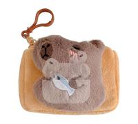 Porte-monnaie Capibara en peluche - Élégant porte-monnaie avec design animal adorable, sac de poche occasionnel | porte-monnaie porte-clés Capibara pour porte-monnaie de voyage avec sangles, marron