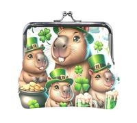 Porte-monnaie Capybara de la Saint-Patrick avec verrou pour femme, 11,4 x 10,4 cm, Jolies bières Capybara vertes, one size, Jolies bières Capybara vertes