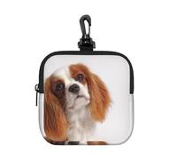 Porte-Monnaie carré à Fermeture éclair, Motif Cavalier King Charles Spaniel, avec Fermoir Mousqueton.