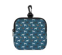 Porte-Monnaie carré à Fermeture éclair, Motif Chien Pointer Anglais Bleu, avec Fermoir Mousqueton.