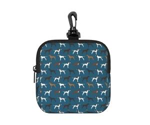 Porte-Monnaie carré à Fermeture éclair, Motif Chien Pointer Anglais Bleu, avec Fermoir Mousqueton.