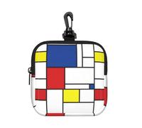 Porte-Monnaie carré à Fermeture éclair, Style Minimaliste De Stijl, inspiré de l'art Moderne Mondrian et De Stijl.