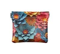 Porte-monnaie carré en forme de mouton mignon avec bouton-pression, pochette décontractée pour un usage quotidien, Fleurs en papier colorées, one size, Fleurs en papier colorées