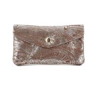 Porte-Monnaie Cartes Femme Cuir Suédé Métallisé - Portefeuille Format Mi-Long Motif Baroque - Compact Tendance - Camel