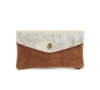 Porte-Monnaie Cartes Mi-long Cuir Véritable Suède Irisé A 2 Tons Femme - Camel