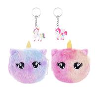 Porte-Monnaie Cheval Arc-en-Ciel 2 Pièces, Porte-Clés Cheval Arc-en-Ciel 2 Pièces, Sac De en Peluche, Rangement des Clés De Pièces De Monnaie, Sac De Papeterie De Sac D'École, Cadeau De Fille.