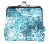 Porte-monnaie chic personnalisé bleu sarcelle blanc flocon de neige porte-monnaie en cuir pour femme amusant mignon baiser serrure carte change sac à main pour pièce de monnaie, Flocon de neige chic