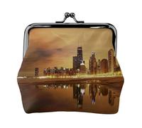 Porte-monnaie Chicago en fibre de cuir, porte-monnaie portable pour femme, Noir , Taille unique, Pochette à monnaie