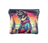 Porte-monnaie City Skater bleu pour femme, pochette portefeuille pour hommes, portefeuilles pour petites filles, City Skater Bleu, 4.33x3.74In, City Skater Bleu