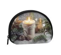 Porte-monnaie classique avec imprimé floral tourbillonnant pour femmes, filles et enfants, Bougie hiver neige sapin feuilles, Taille unique, Pochette à monnaie