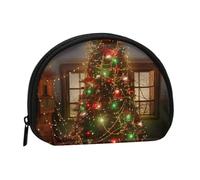 Porte-monnaie classique avec imprimé floral tourbillonnant pour femmes, filles et enfants, Trojan Lumières de sapin de Noël, Taille unique, Pochette à monnaie