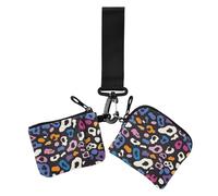 Porte-monnaie coloré à deux poignets, taille compacte, porte-badge, protection avec compartiment à monnaie avec fermeture éclair, compartiment à monnaie pour femme, 2 paquets, guépard, multicolore, 1