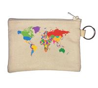 Porte-monnaie coloré avec carte du monde avec frontières de pays Beige