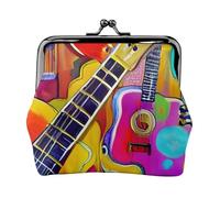 Porte-monnaie coloré avec fermeture éclair pour pièces de monnaie et cartes Motif guitare acoustique et guitare