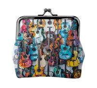 Porte-monnaie coloré avec imprimé guitare acoustique et guitares - Petit porte-monnaie pour homme et femme, noir, One Size, Vintage