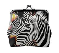 Porte-monnaie coloré avec imprimé zèbre pour femmes et filles - Mini pochette portefeuille avec verrou à baiser - Joli portefeuille en cuir, Noir , Taille unique, Pochette à monnaie